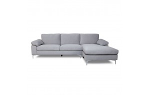 Alex γωνιακός καναπές με υφασμάτινη βελούδινη επένδυση σε γκρι απόχρωση με αριστερή γωνία 260x130x82 εκ