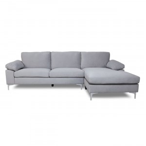 Alex γωνιακός καναπές με υφασμάτινη βελούδινη επένδυση σε γκρι απόχρωση με αριστερή γωνία 260x130x82 εκ