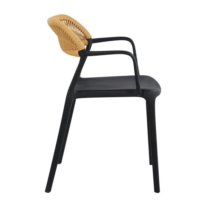 Dolli πολυθρόνα από πολυπροπυλένιο στοιβαζόμενη σε μαύρη απόχρωση με ψάθινη πλάτη 58x53x77 εκ Dolli πολυθρόνα από πολυπροπυλένιο στοιβαζόμενη σε μαύρη απόχρωση με ψάθινη πλάτη 58x53x77 εκ