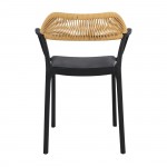 Dolli πολυθρόνα από πολυπροπυλένιο στοιβαζόμενη σε μαύρη απόχρωση με ψάθινη πλάτη 58x53x77 εκ Dolli πολυθρόνα από πολυπροπυλένιο στοιβαζόμενη σε μαύρη απόχρωση με ψάθινη πλάτη 58x53x77 εκ
