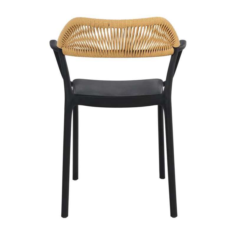 Dolli πολυθρόνα από πολυπροπυλένιο στοιβαζόμενη σε μαύρη απόχρωση με ψάθινη πλάτη 58x53x77 εκ Dolli πολυθρόνα από πολυπροπυλένιο στοιβαζόμενη σε μαύρη απόχρωση με ψάθινη πλάτη 58x53x77 εκ