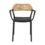 Dolli πολυθρόνα από πολυπροπυλένιο στοιβαζόμενη σε μαύρη απόχρωση με ψάθινη πλάτη 58x53x77 εκ Dolli πολυθρόνα από πολυπροπυλένιο στοιβαζόμενη σε μαύρη απόχρωση με ψάθινη πλάτη 58x53x77 εκ
