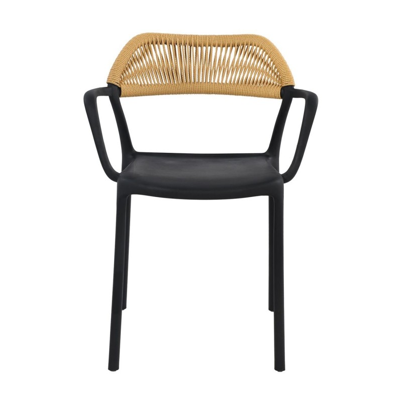 Dolli πολυθρόνα από πολυπροπυλένιο στοιβαζόμενη σε μαύρη απόχρωση με ψάθινη πλάτη 58x53x77 εκ Dolli πολυθρόνα από πολυπροπυλένιο στοιβαζόμενη σε μαύρη απόχρωση με ψάθινη πλάτη 58x53x77 εκ