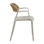 Dolli πολυθρόνα από πολυπροπυλένιο στοιβαζόμενη σε γκρι απόχρωση με ψάθινη πλάτη 58x53x77 εκ