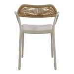 Dolli πολυθρόνα από πολυπροπυλένιο στοιβαζόμενη σε γκρι απόχρωση με ψάθινη πλάτη 58x53x77 εκ