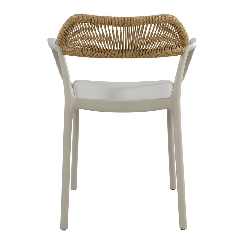 Dolli πολυθρόνα από πολυπροπυλένιο στοιβαζόμενη σε γκρι απόχρωση με ψάθινη πλάτη 58x53x77 εκ