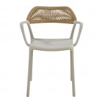 Dolli πολυθρόνα από πολυπροπυλένιο στοιβαζόμενη σε γκρι απόχρωση με ψάθινη πλάτη 58x53x77 εκ