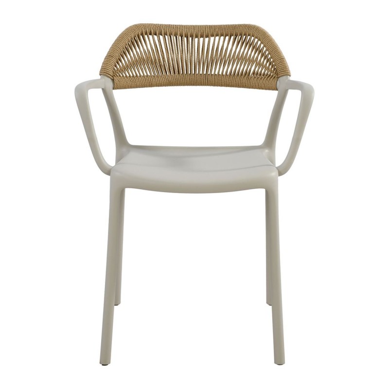 Dolli πολυθρόνα από πολυπροπυλένιο στοιβαζόμενη σε γκρι απόχρωση με ψάθινη πλάτη 58x53x77 εκ