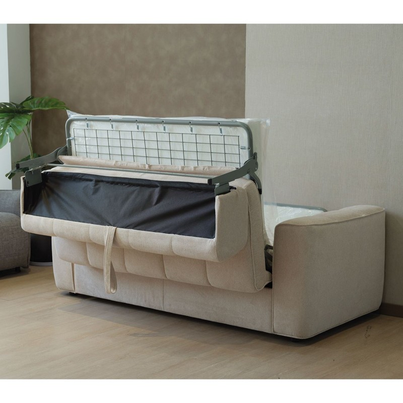 Norris τριθέσιος καναπές κρεβάτι με υφασμάτινη αδιάβροχη επένδυση σε μπεζ απόχρωση 209x99x70 εκ