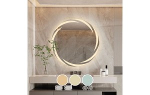 Επιτοίχιος καθρέπτης με ενσωματωμένο φωτισμό και επιλογή απόχρωσης LED με σύστημα αφής 60 εκ