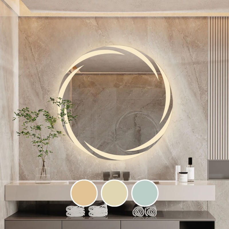 Επιτοίχιος καθρέπτης με ενσωματωμένο φωτισμό και επιλογή απόχρωσης LED με σύστημα αφής 60 εκ