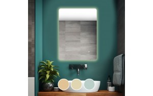 Επιτοίχιος ορθογώνιος καθρέπτης με ενσωματωμένο φωτισμό και σύστημα αφής για επιλογή απόχρωσης LED 60x80 εκ