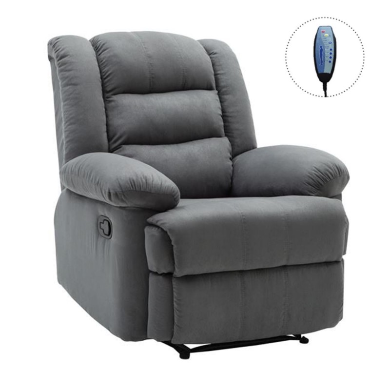 Julia πολυθρόνα relax μασάζ με υφασμάτινη επένδυση σε γκρι απόχρωση 93x90x100 εκ