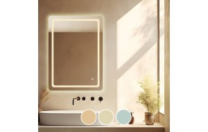 Επιτοίχιος ορθογώνιος καθρέπτης με ενσωματωμένο φωτισμό και επιλογή απόχρωσης LED με σύστημα αφής 60x80 εκ