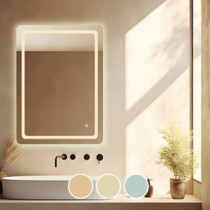 Επιτοίχιος ορθογώνιος καθρέπτης με ενσωματωμένο φωτισμό και επιλογή απόχρωσης LED με σύστημα αφής 60x80 εκ