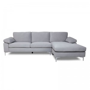 Alex γωνιακός καναπές με υφασμάτινη βελούδινη επένδυση σε γκρι απόχρωση με αριστερή γωνία 260x130x82 εκ