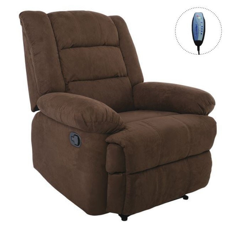 Julia πολυθρόνα relax μασάζ με υφασμάτινη επένδυση σε καφέ απόχρωση 93x90x100 εκ