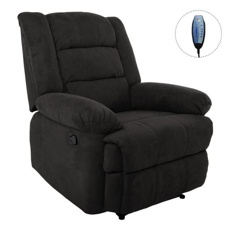 Julia πολυθρόνα relax μασάζ με υφασμάτινη επένδυση σε μαύρη απόχρωση 93x90x100 εκ