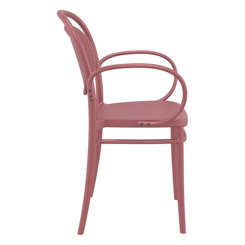 Marcel στοιβαζόμενη πολυθρόνα πολυπροπυλενίου σε ροζ χρώμα 57x52x85 εκ