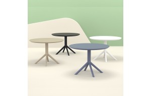 Sky στρογγυλό τραπέζι πολυπροπυλενίου σε λευκό χρώμα 105x74 εκ