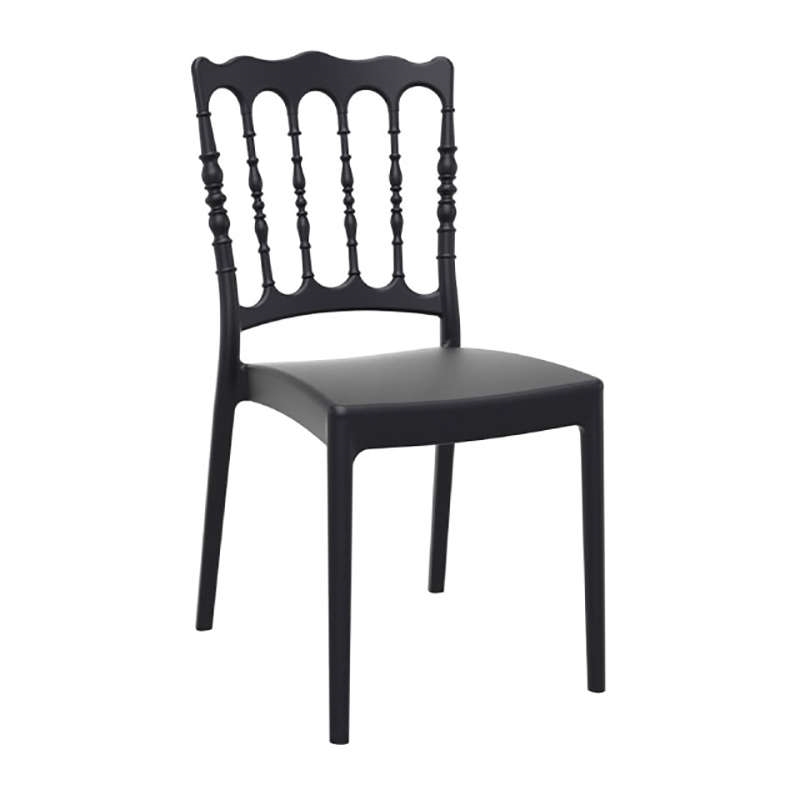 Napoleon στοιβαζόμενη καρέκλα πολυπροπυλενίου σε μαύρο χρώμα 45x55x92 εκ