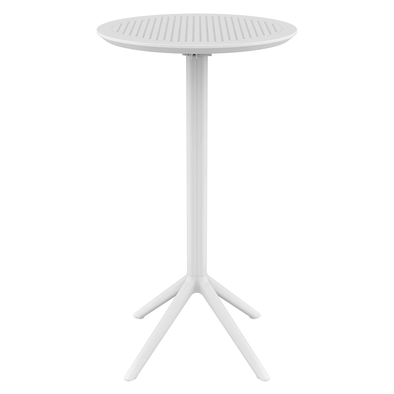 Sky στρογγυλό πτυσσόμενο τραπέζι μπαρ πολυπροπυλενίου σε λευκό χρώμα 60x108 εκ