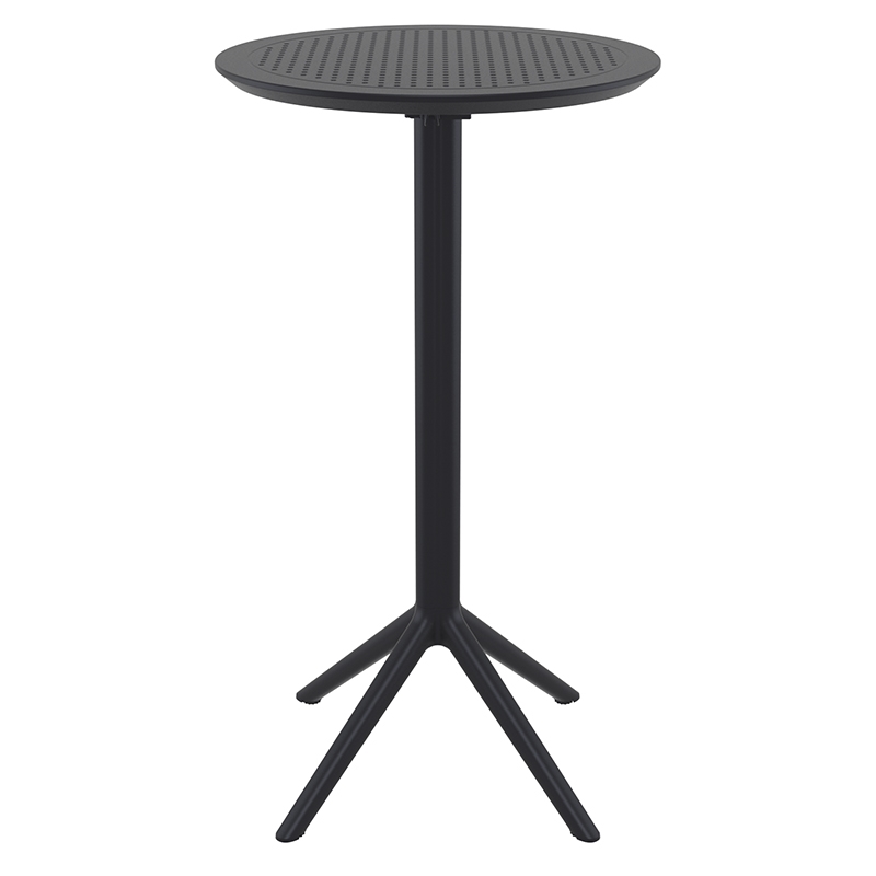 Sky στρογγυλό πτυσσόμενο τραπέζι μπαρ πολυπροπυλενίου σε μαύρο χρώμα 60x108 εκ