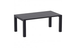Vegas επεκτεινόμενο τραπέζι πολυπροπυλενίου εξωτερικού χώρου σε μαύρο χρώμα 180-220x100x75 εκ