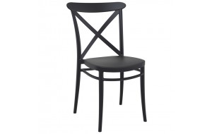 Cross στοιβαζόμενη καρέκλα πολυπροπυλενίου σε μαύρο χρώμα 51x51x87 εκ