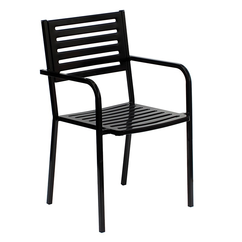 Ristretto στοιβαζόμενη καρέκλα μεταλλική μαύρη 52x52x85 εκ