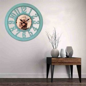 Ρολόι κλασικό τοίχου σε τυρκουάζ χρώμα 80x7x80 εκ