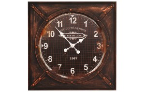 Vintage ρολόι τοίχου μεταλλικό με πατίνα μπρονζέ 60x60 εκ