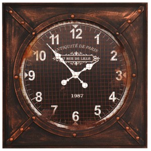Vintage ρολόι τοίχου μεταλλικό με πατίνα μπρονζέ 60x60 εκ