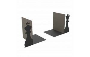 Διακοσμητικός μεταλλικός βιβλιοστάτης σκάκι σετ βασιλιάς βασίλισσα σε δύο χρώματα 15x18x21 εκ