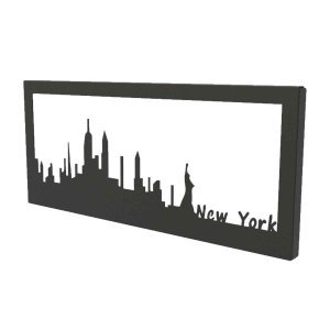 Διακοσμητικό κάδρο τοίχου από μέταλλο Skyline New York σε τρία χρώματα 35x2x15 εκ