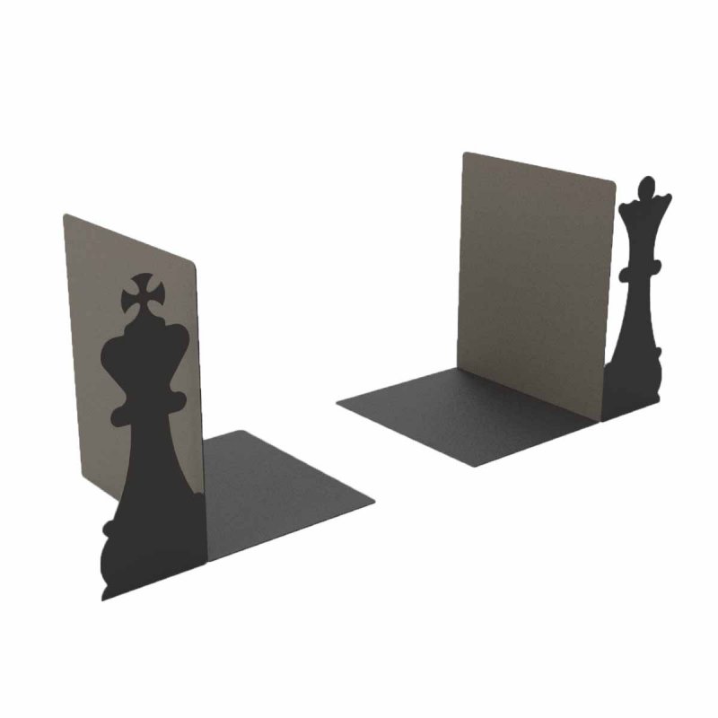 Διακοσμητικός μεταλλικός βιβλιοστάτης σκάκι σετ βασιλιάς βασίλισσα 15x18x21 εκ | Echo Deco