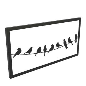 Minimal μεταλλικό διακοσμητικό τοίχου με πουλιά σε σύρμα σε δύο χρώματα 50x2x25 εκ