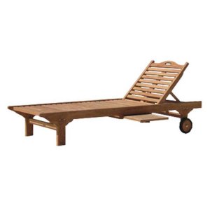 Ξαπλώστρα Teak με τραπεζάκι και ανάκλιση 200x65 εκ