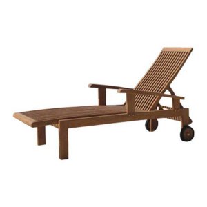 Ξύλινη ξαπλώστρα από Teak με μπράτσα και ανάκλιση 200x64 εκ