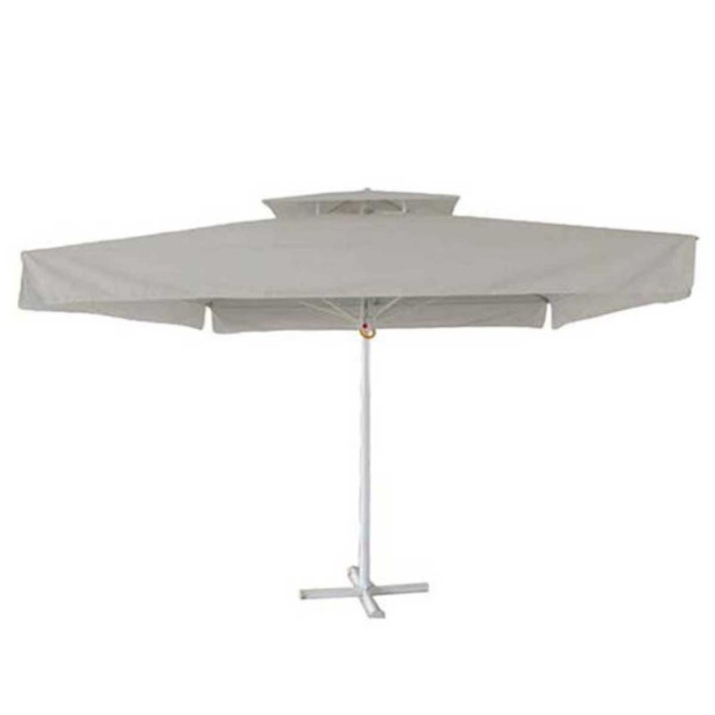 Τετράγωνη ομπρέλα αλουμινίου με εκρού ύφασμα 350x350 εκ