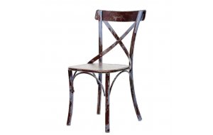 Agata rustik μεταλλική καρέκλα καφέ με γκρι
