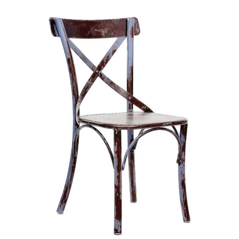 Agata rustik μεταλλική καρέκλα καφέ με γκρι