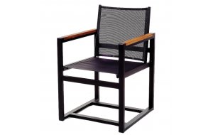 Πολυθρόνα αλουμινίου με textilene και ξύλινα μπράτσα