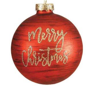 Κόκκινη ματ χριστουγεννιάτικη μπάλα Merry Christmas 8 εκ