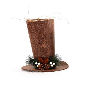 Διακοσμητικό χριστουγεννιάτικο καφέ καπέλο από ύφασμα με φωλιά στην κορυφή του 32 εκ