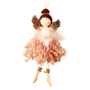 Νεράιδα με ροζ φόρεμα και χρυσά φτερά χριστουγενν&io
