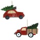 Χριστουγεννιάτικο φορτηγάκι και αυτοκίνητο σε κόκκινο χρώμα σετ των δύο 13x1x8 εκ