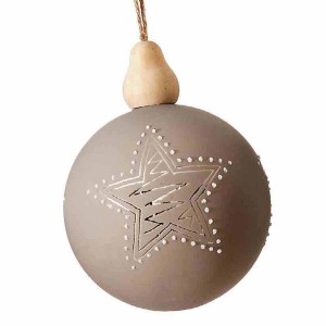 Μπάλα χριστουγεννιάτικη διακοσμημένη με ανάγλυφο αστέρι σετ των δύο 10 εκ