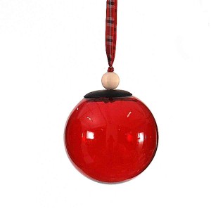 Κόκκινη γυαλιστερή γυάλινη χριστουγεννιάτικη μπάλα 8 εκ