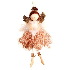 Νεράιδα με ροζ φόρεμα και χρυσά φτερά χριστουγενν&io